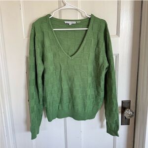 Baltic Born green basket weave v-neck sweater size medium